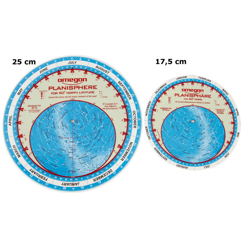 Omegon Mapa gwiazd Sternkarte Planisphere 25cm / 52°